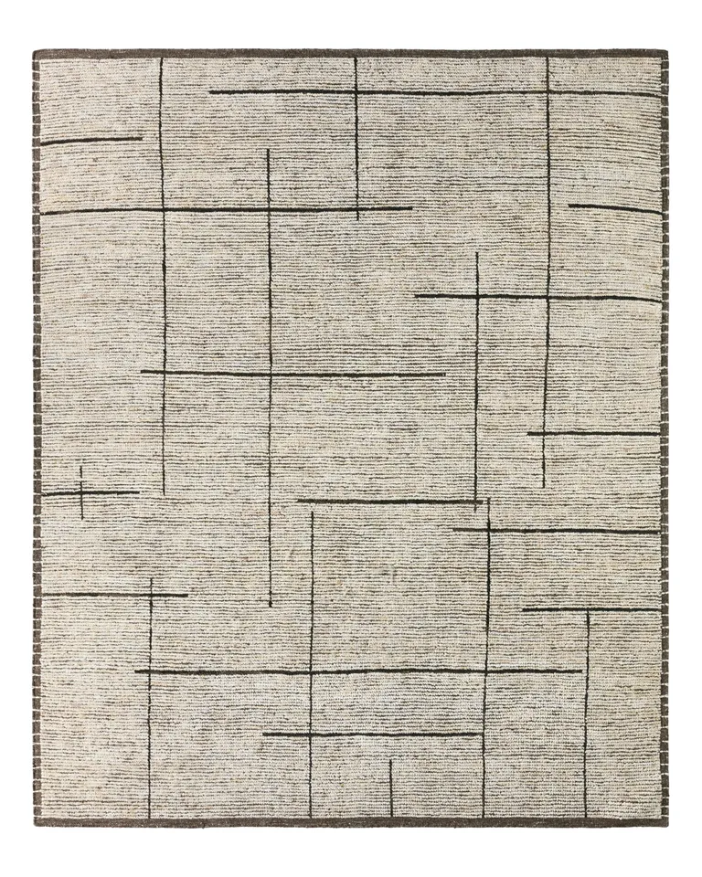Designer Edit Dorian Hand-Knotted Modern Cream/ Dark Brown Area Rug (9'X12')
