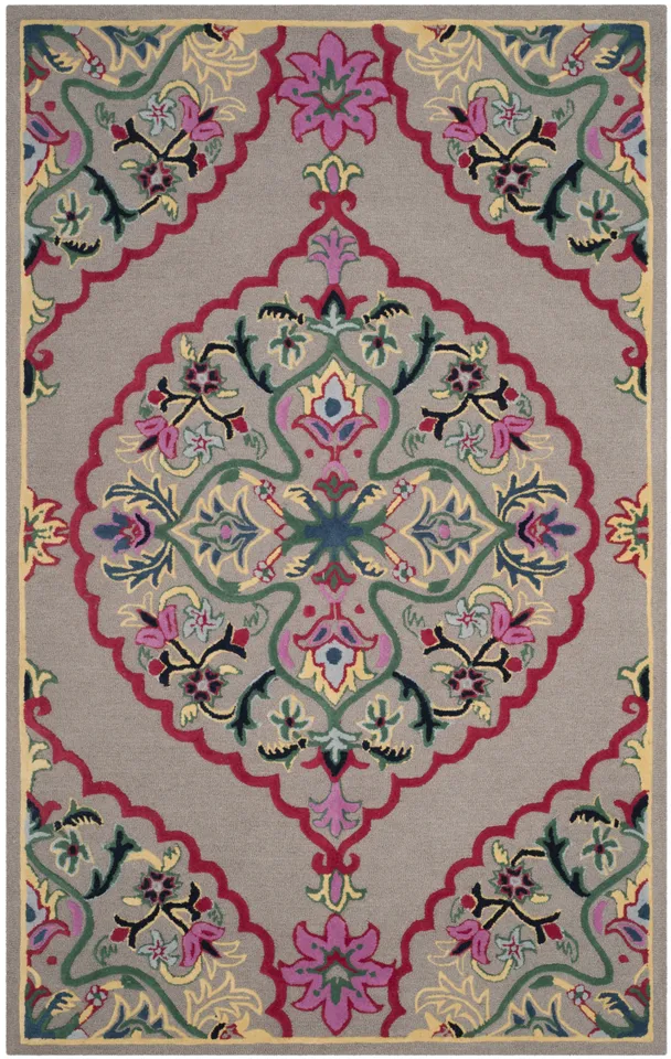 Arlo Home Hand Tufted Area Rug, BLG605D, Dark Grey/Multi,  5' X 8'