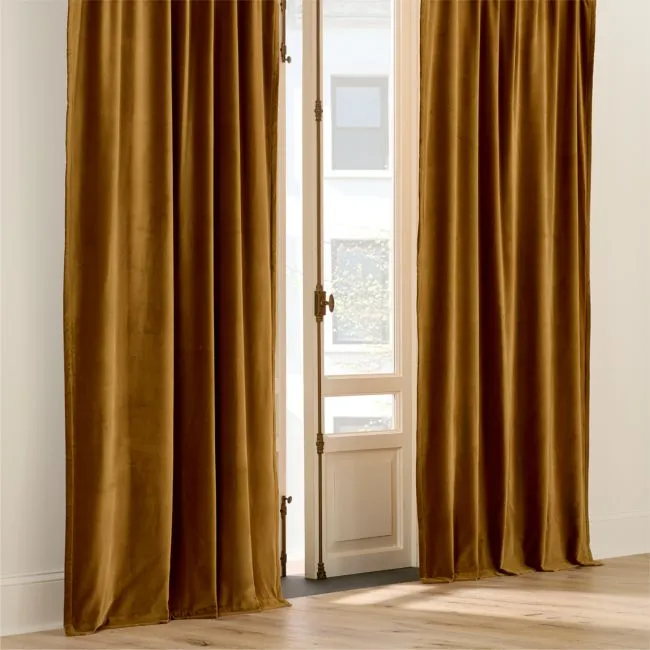 Smoked Amber Organic Cotton Velvet Window Curtain Panel 48"x108"