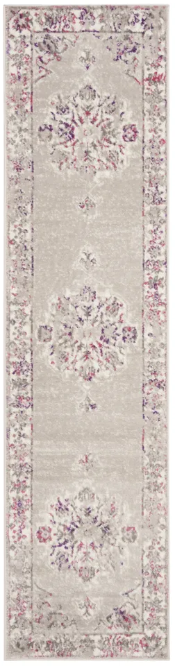 Arlo Home Woven Area Rug, SKY169P, Grey/Pink,  2' X 8'