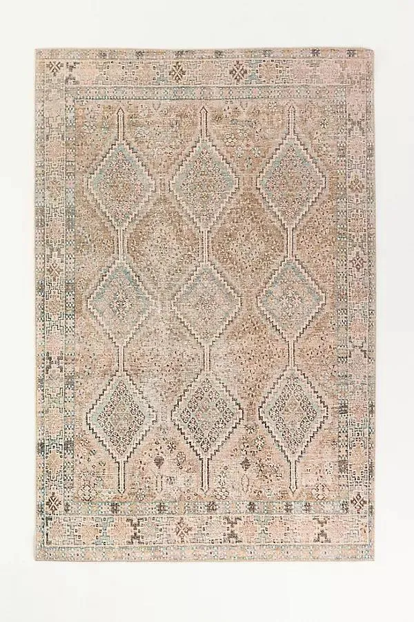 Washable Persian-Inspired Diamond Rug