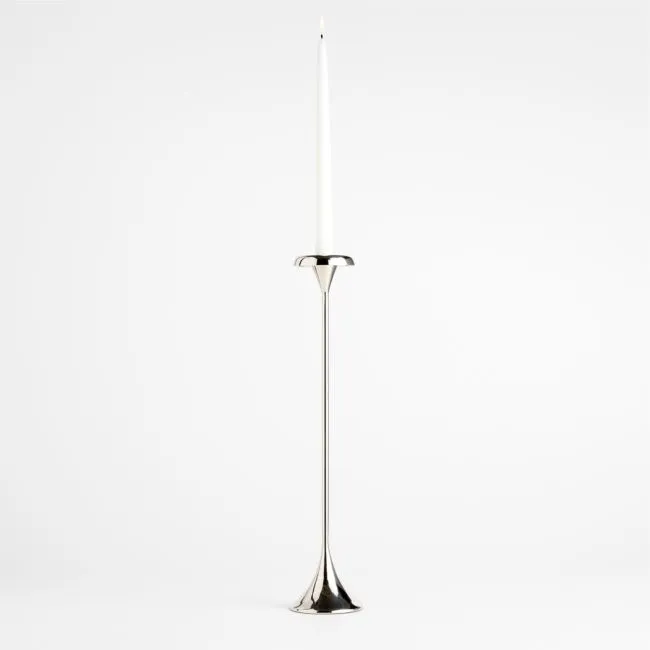 Aura Large Nickel Cast Brass Taper Candle Holder 18 by Daniel Humm
