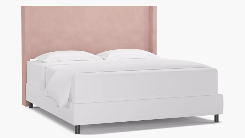 Modern Wingback Headboard, Blush Classic Velvet, King
