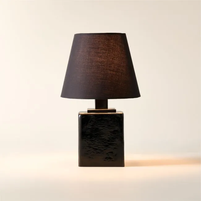 Bandit Black Cast Glass Table Lamp 11"