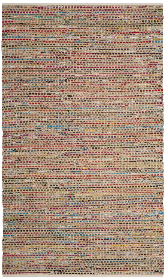 Arlo Home Hand Woven Area Rug, CAP301A, Natural/Multi,  5' X 8'