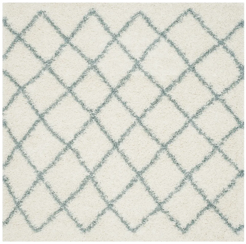 Arlo Home Woven Area Rug, SGD258J, Ivory/Seafoam,  6' X 6' Square
