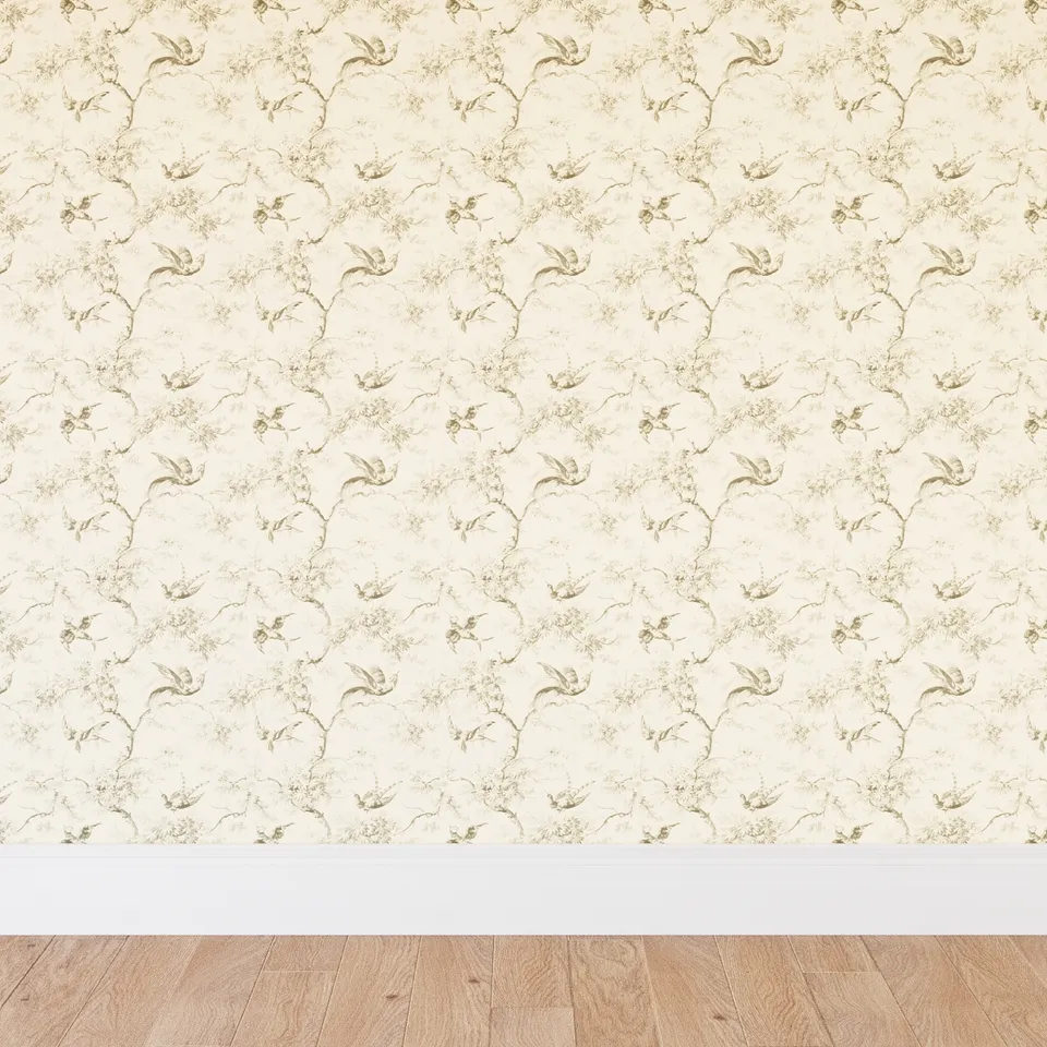 Traditional Wallpaper, Cream Swallows