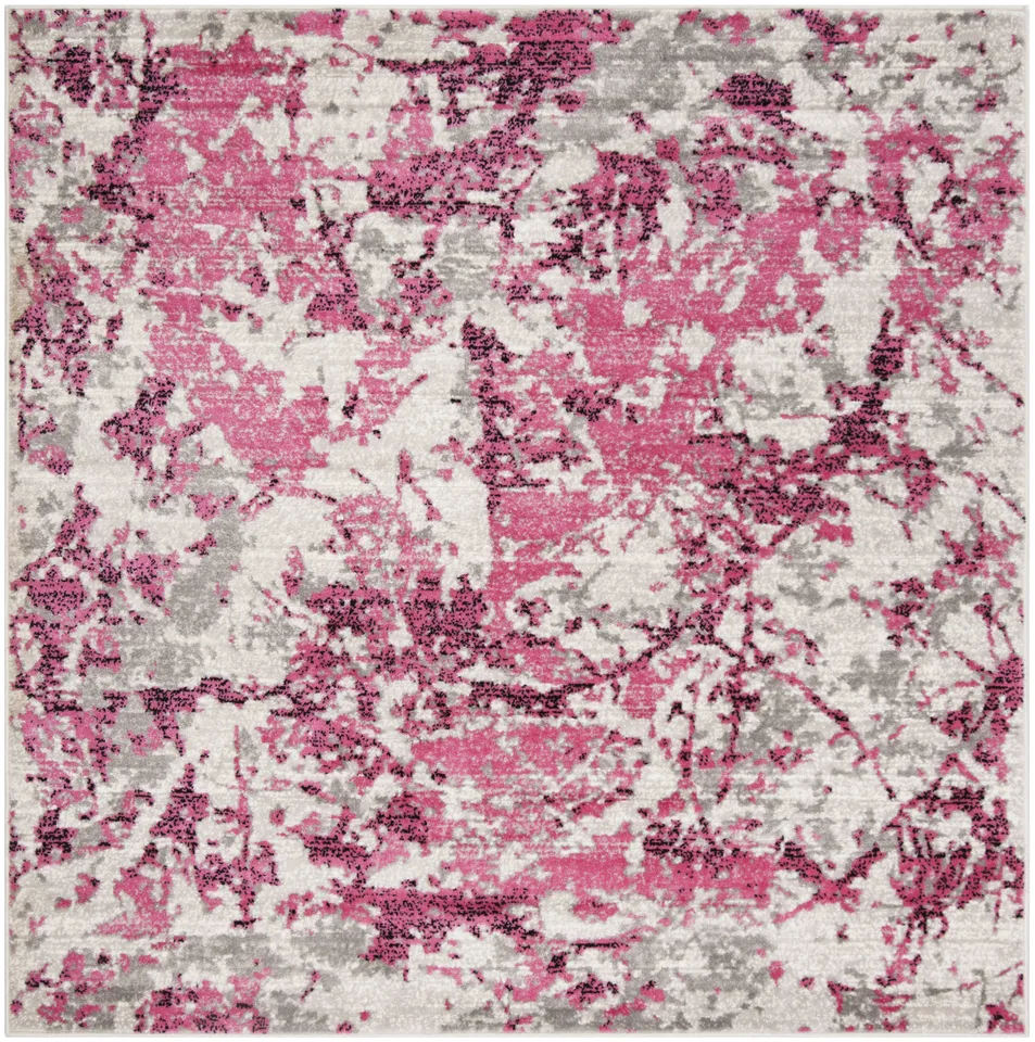 Arlo Home Woven Area Rug, SKY186N, Pink/Ivory,  6' 7" X 6' 7" Square