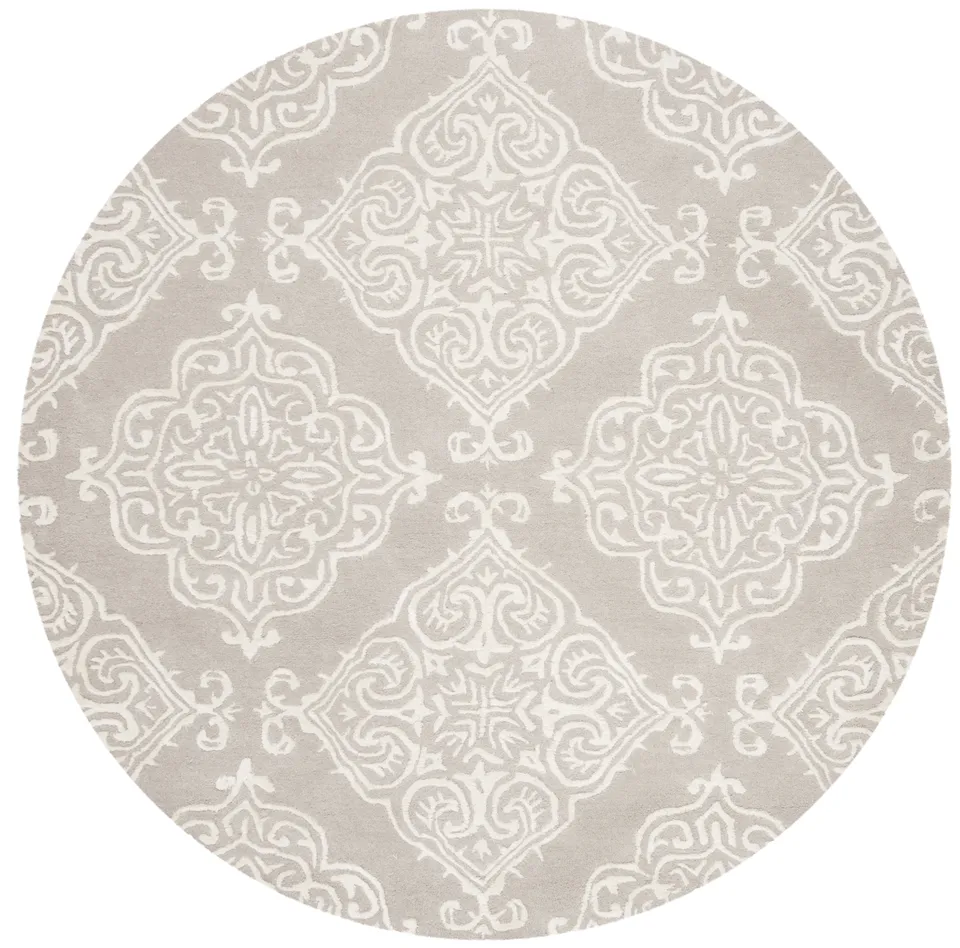 Arlo Home Hand Tufted Area Rug, GLM568A, Silver/Ivory,  6' X 6' Round