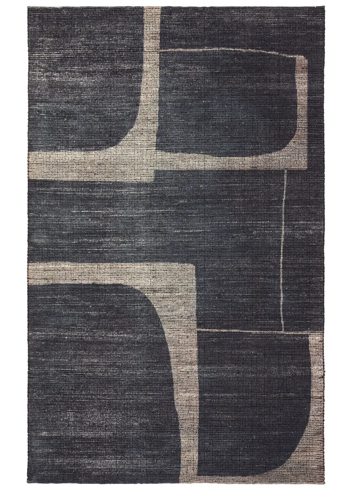 Braith THO06 Handmade Abstract Black and Tan Area Rug (6'x9')