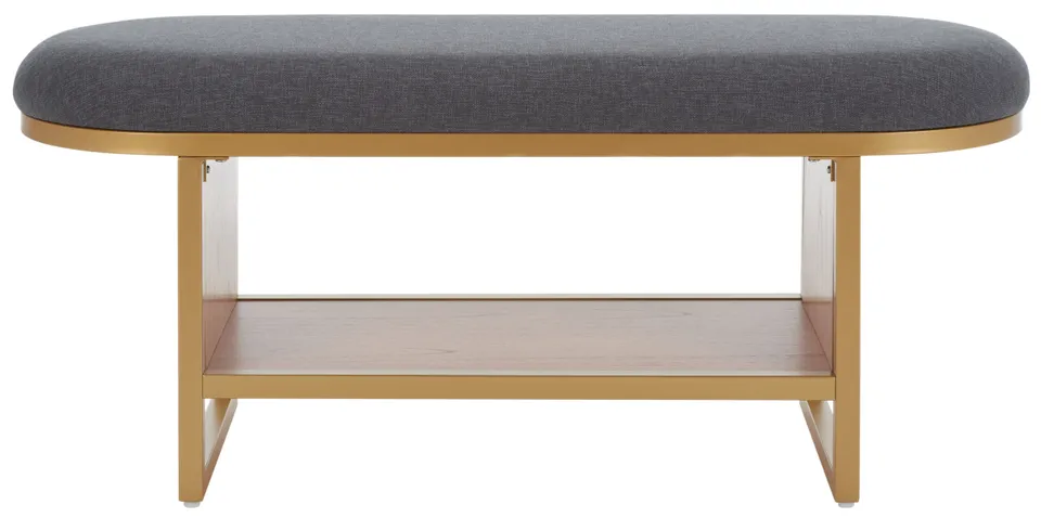 Iona Open Shelf Bench With Cushion - Gray / Natural