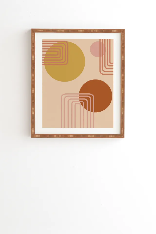 Modern Desert Abstract Shapes by June Journal - Framed Wall Art Bamboo 20" x 20"