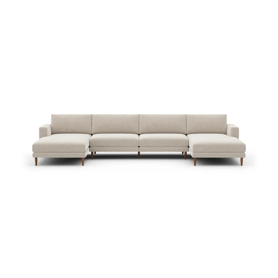 Ember Double Chaise Sectional - 147" / Georgia Clay - Performance Chenille / Walnut - Wood
