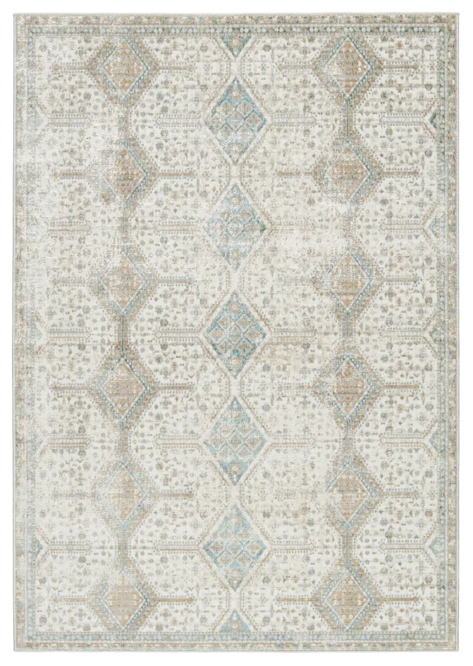 Vibe by Roane Trellis Gold/ Light Blue Area Rug (5'3"X8')