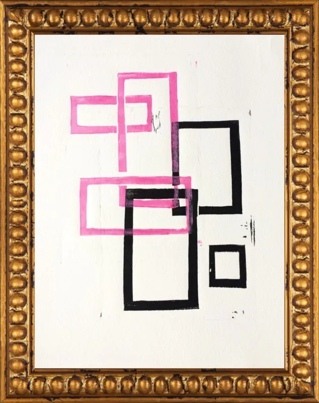 Pink and Black Geometric Squares x2 by Stacy Rajab for Artfully Walls