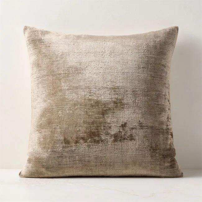 Truette Light Olive Green Turkish Silk Throw Pillow with Down-Alternative Insert 20"x20"