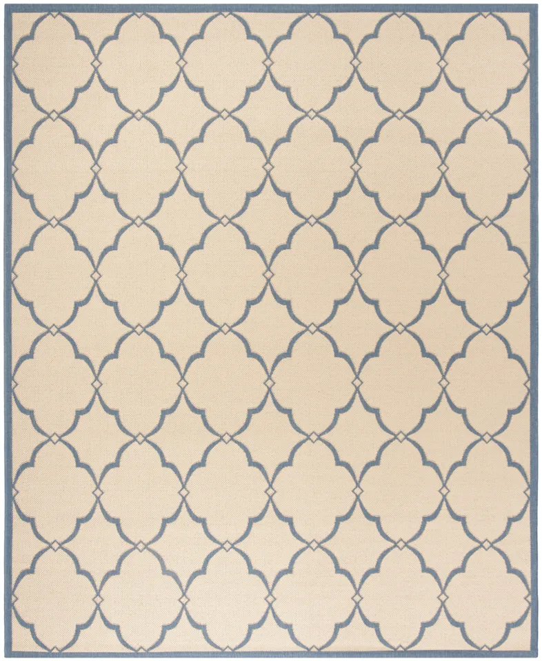 Arlo Home Indoor/Outdoor Woven Area Rug, LND125N, Cream/Blue,  8' X 10'
