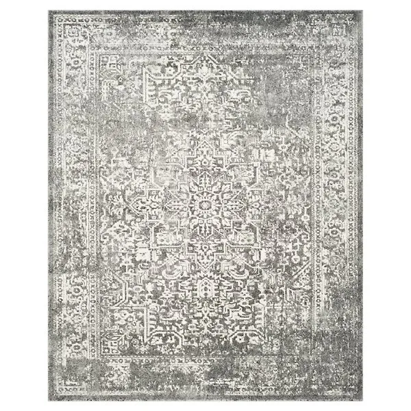 Evermere Distressed Medallion Grey Area Rug