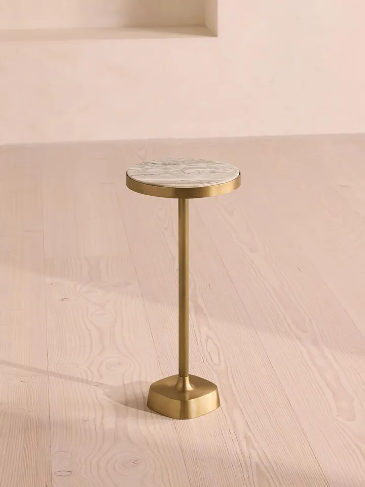 Arlon Side Table, Terra Bianca Marble, Small
