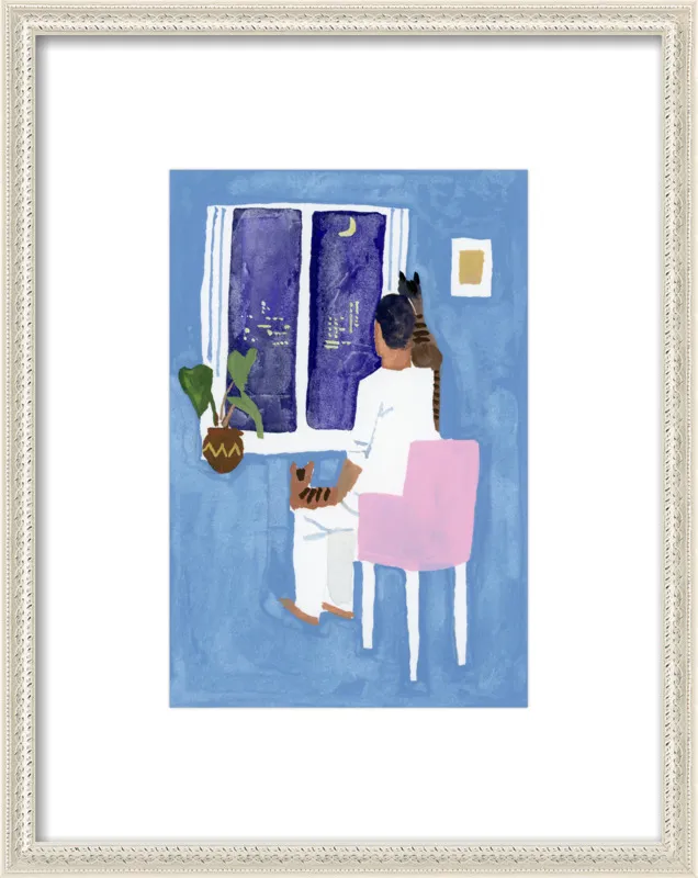 Look at the cat and the moon by Hiroyuki Izutsu for Artfully Walls