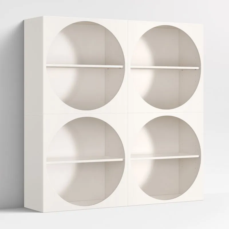 Twiggy 60" Modular Glossy Ivory Kids Open Bookcases, Set of 4
