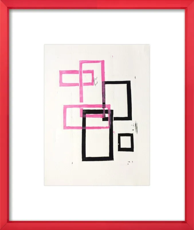 Pink and Black Geometric Squares x2 by Stacy Rajab for Artfully Walls