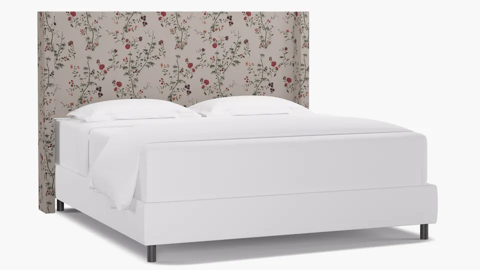 Modern Wingback Headboard, Multi Bamboo Garden, King