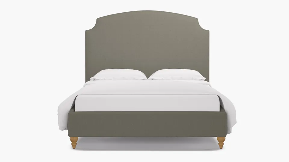 Cove Bed, Putty Everyday Linen, Natural Traditional Turned Leg, Twin