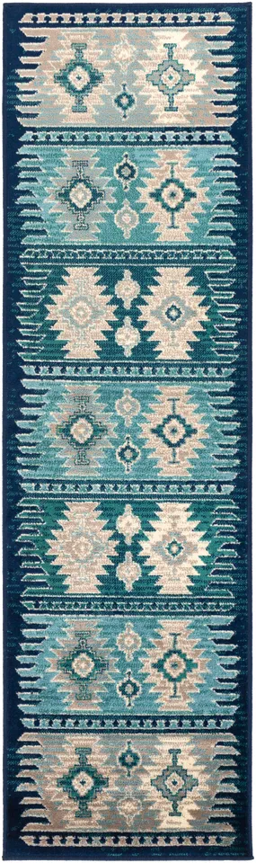 Paramount Blue Indoor 2'2" x 7'7" Machine Woven Rug
