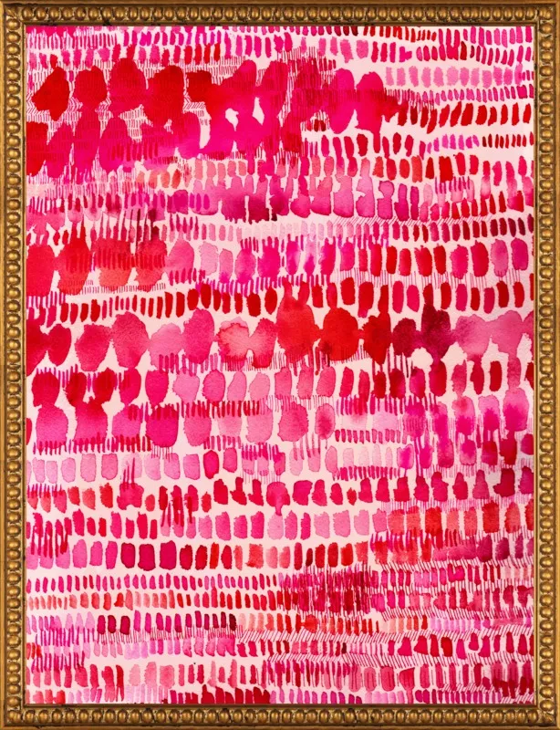 Pink and Red Watercolor Patterns Wall Art  by Paula Mills for Artfully Walls