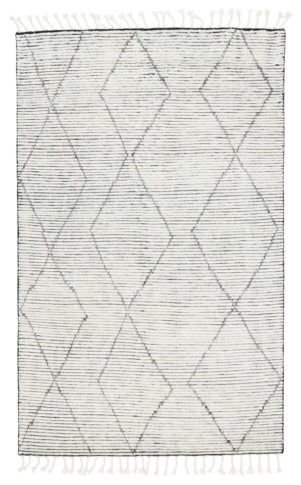 Ammil Hand-Knotted Trellis Cream/ Black Area Rug (4'X6')