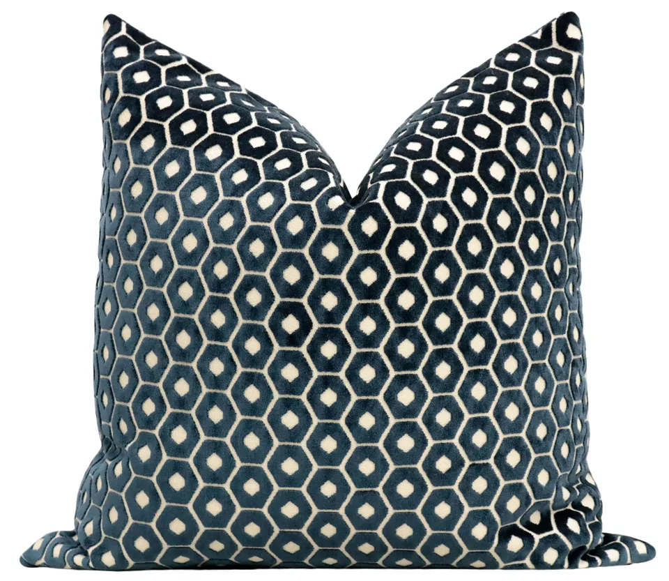 PALOMA CUT VELVET // NAVY BLUE - SWATCH 4" X 4"