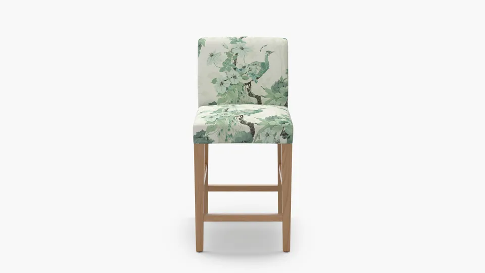 Signature Dining Counter Stool, Jade Peacock Park, Natural Square Tapered Leg