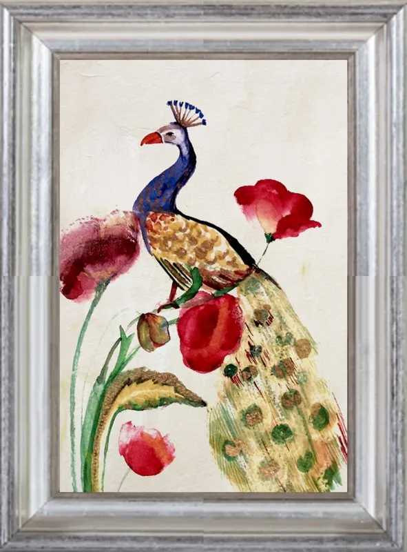 blue gold peacock by Ruti Shaashua for Artfully Walls