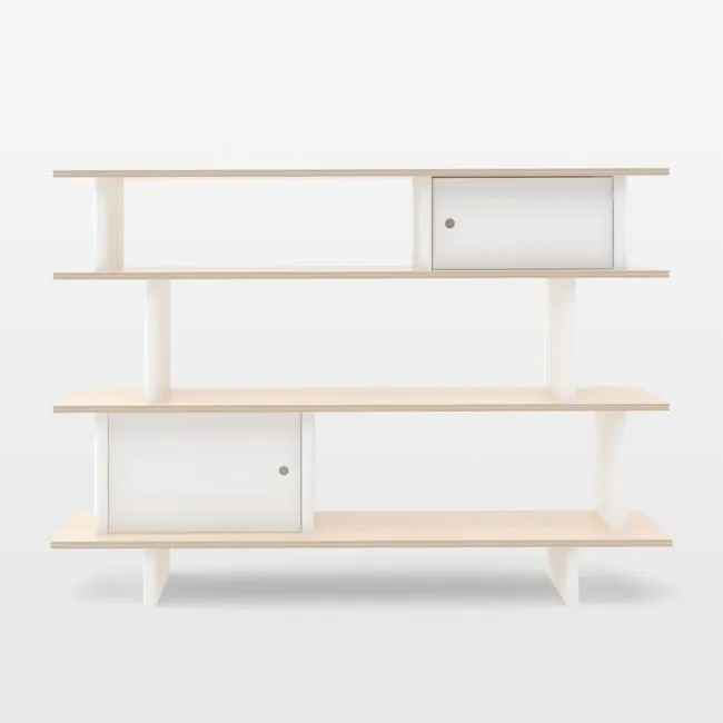 Oeuf White and Birch Wood Mini Library Kids Bookcase