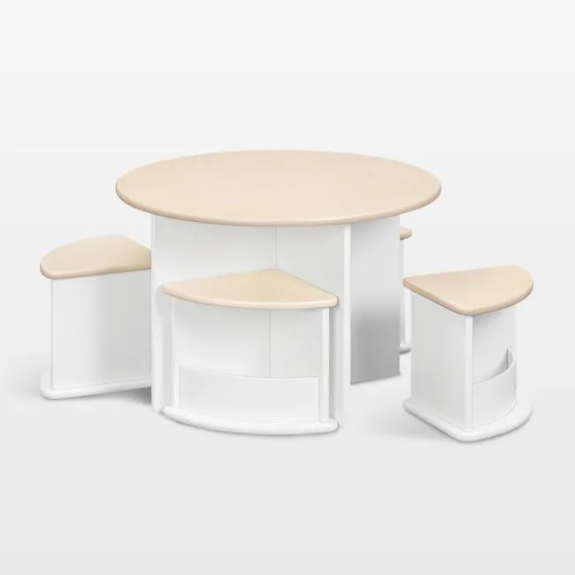 Babyletto Nessa White and Washed Natural Wood Kids Nesting Play Table