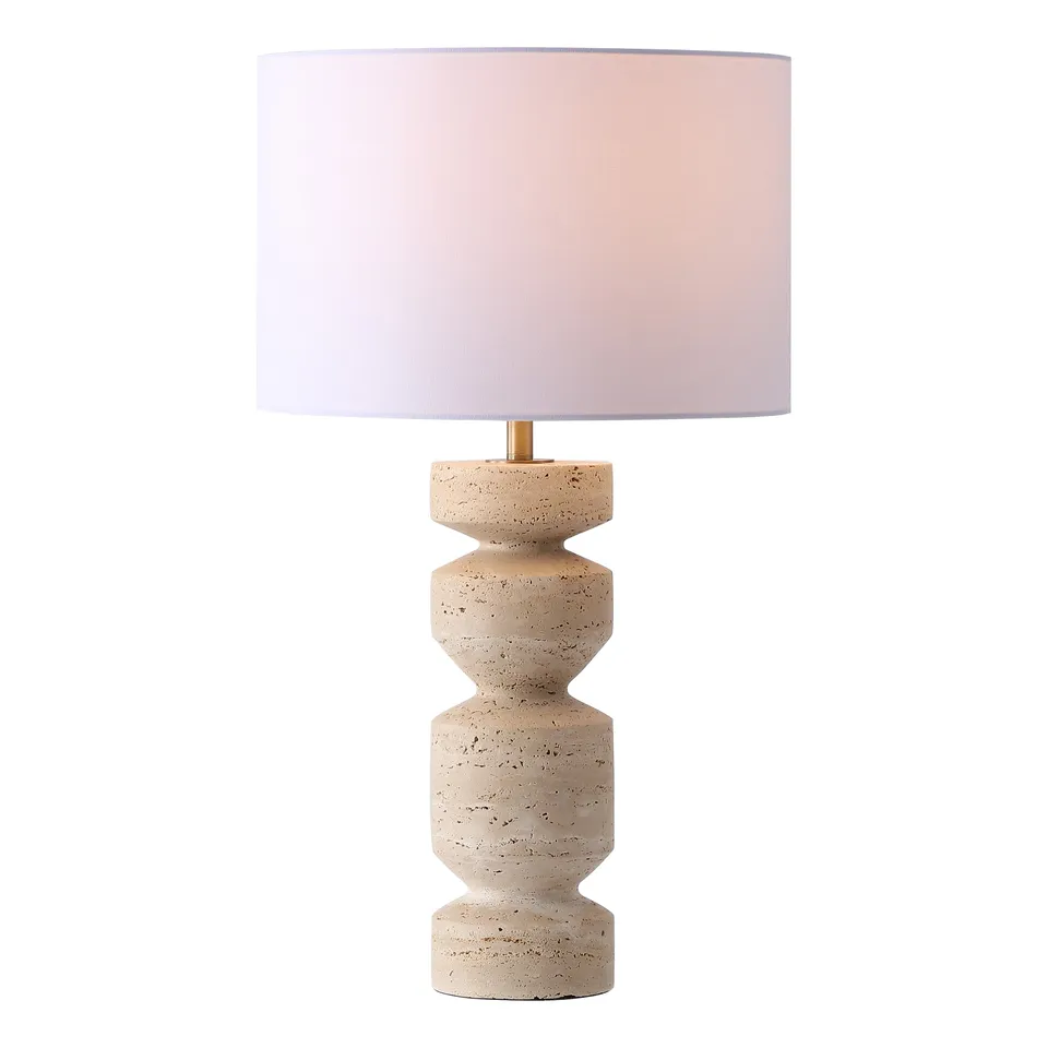 Safavieh Couture Jiminy Travertine Table Lamp, Travertine / White