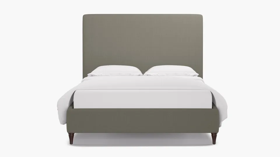 Classic Bed, Putty Everyday Linen, Espresso Decorative Tapered Leg, King