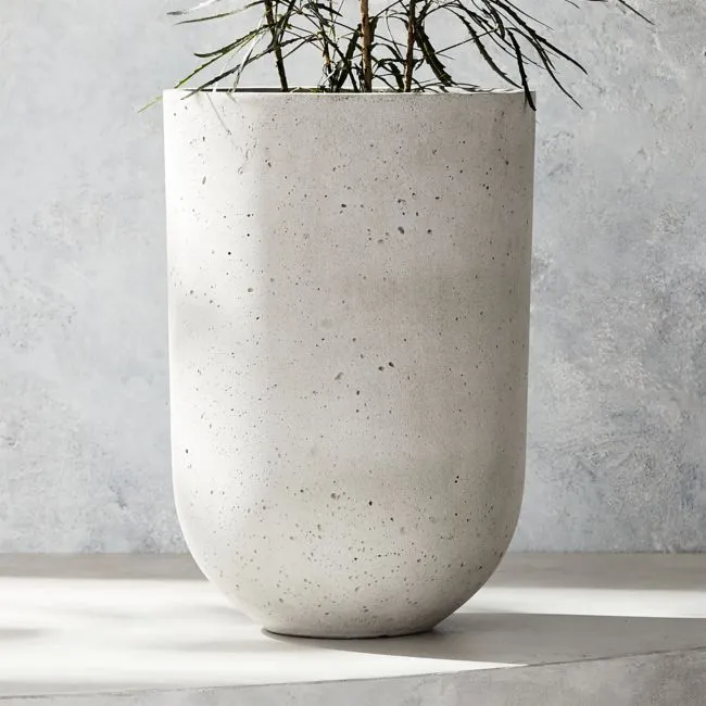 Seminyak Grey Cement Indoor/Outdoor Small Planter 15.75"H
