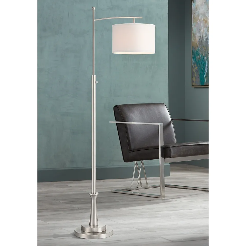 Possini Euro Burbank 64" Brushed Nickel Downbridge Floor Lamp