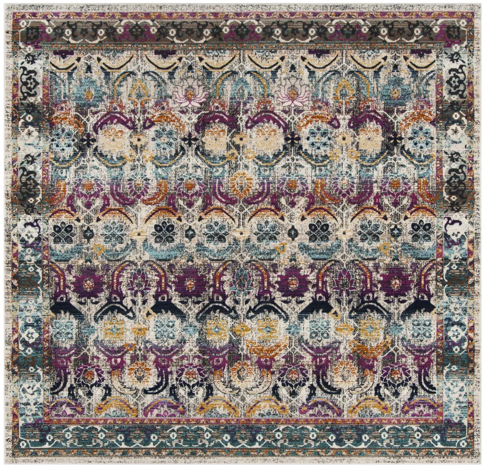 Arlo Home Woven Area Rug, BDN196D, Cream/Multi,  6' 7" X 6' 7" Square