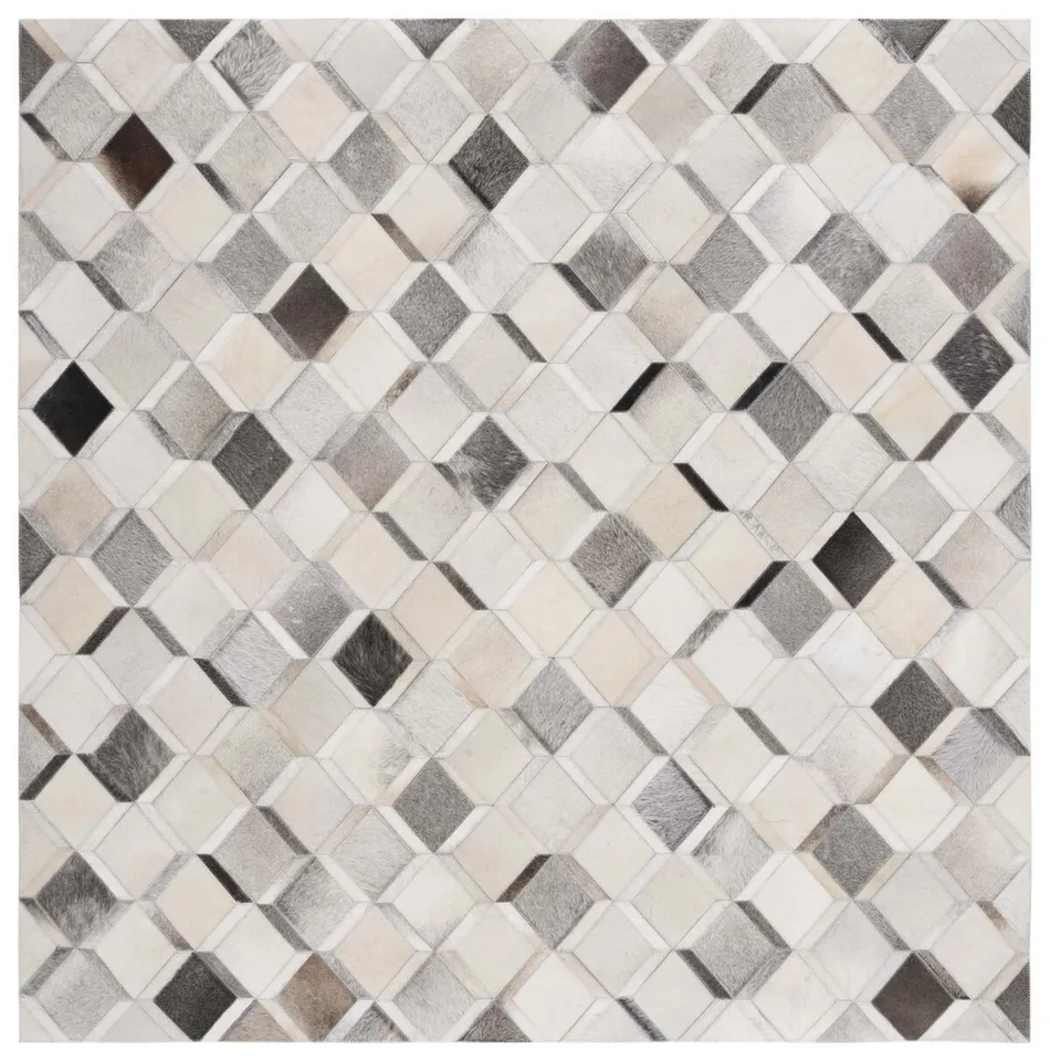 Safavieh Hand Woven Area Rug, STL807A, Ivory/Grey, 6' X 6' 
