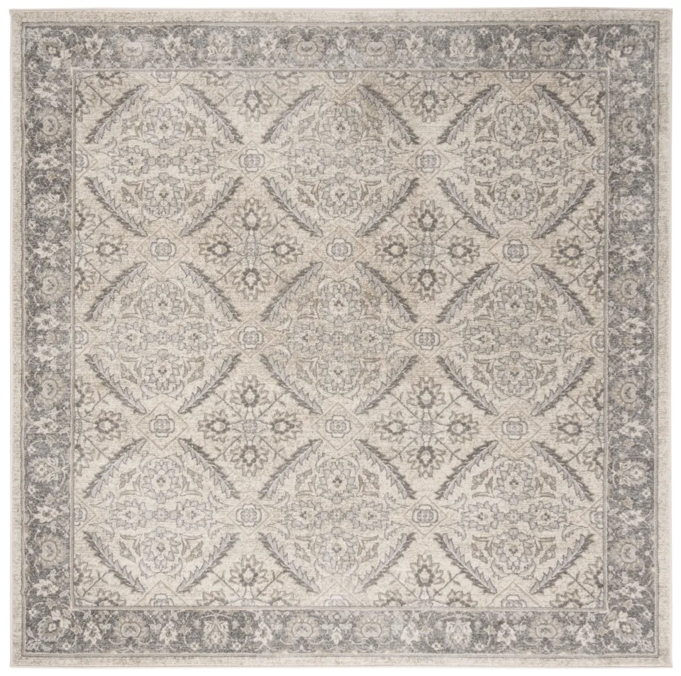 Arlo Home Woven Area Rug, BNT863B, Cream/Grey,  6' 7" X 6' 7" Square