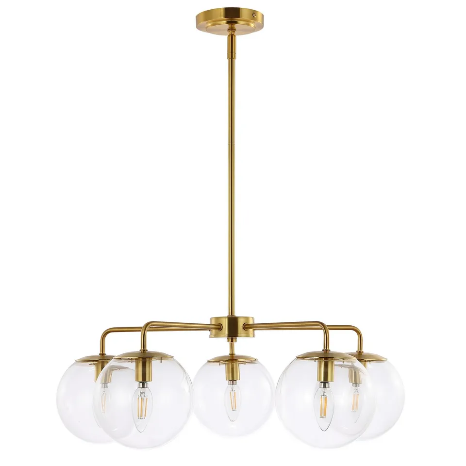 Negara 5 Light 25" Chandelier - Brass / Clear