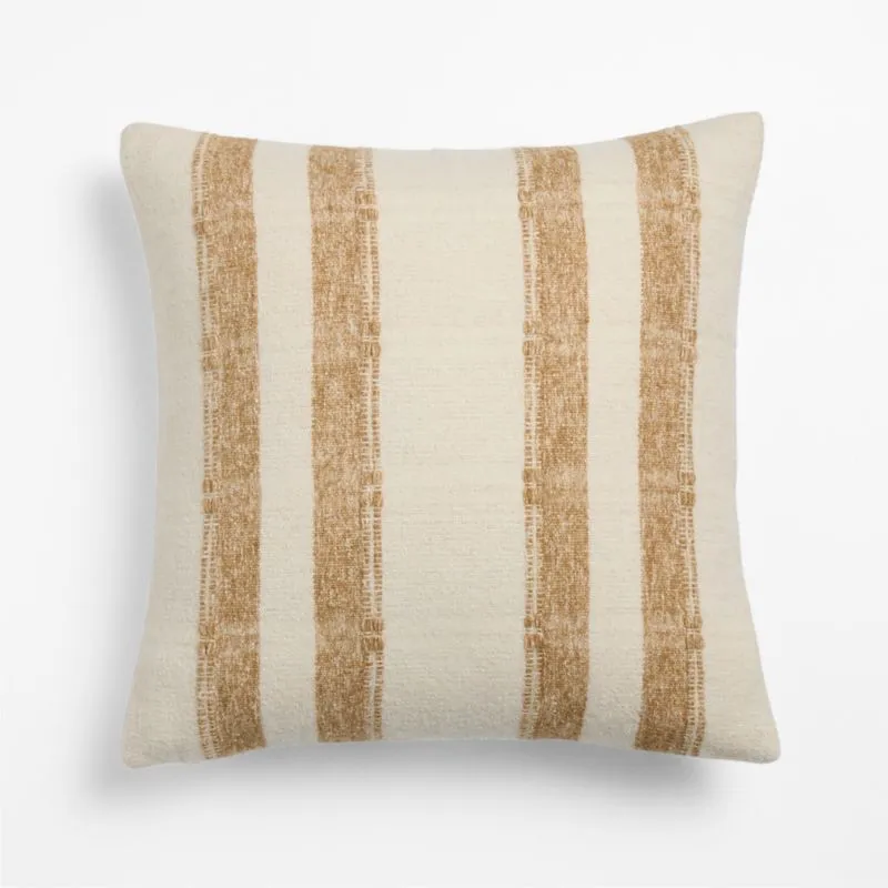 Bowly Wool Blend 20"x20" Camel Tan Throw Pillow Cover