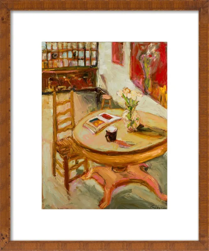 Still Life with open book on table by Ana Guzman for Artfully Walls