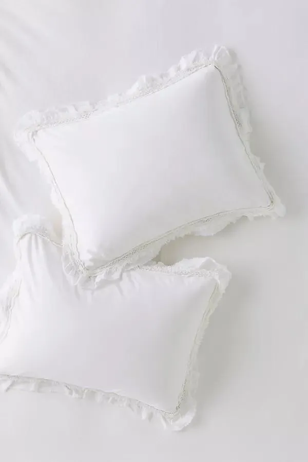 Victoria Cotton Velvet Ruffle Shams, Set of 2