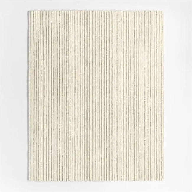 Paloma Textured Stripe Arctic Ivory Kids Wool Area Rug 5'x8'