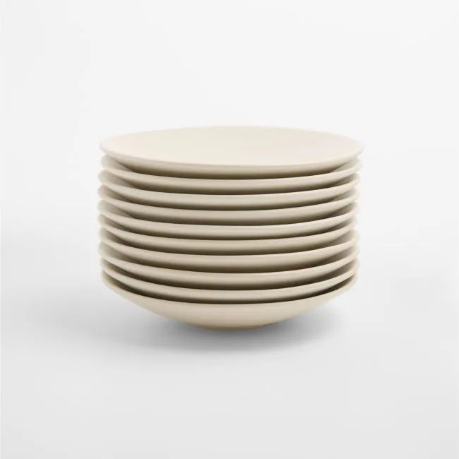 Craft Linen Round Stoneware Appetizer Plates, Set of 10