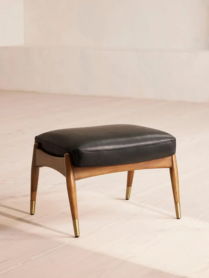 Theodore Footstool, Leather, Black, US